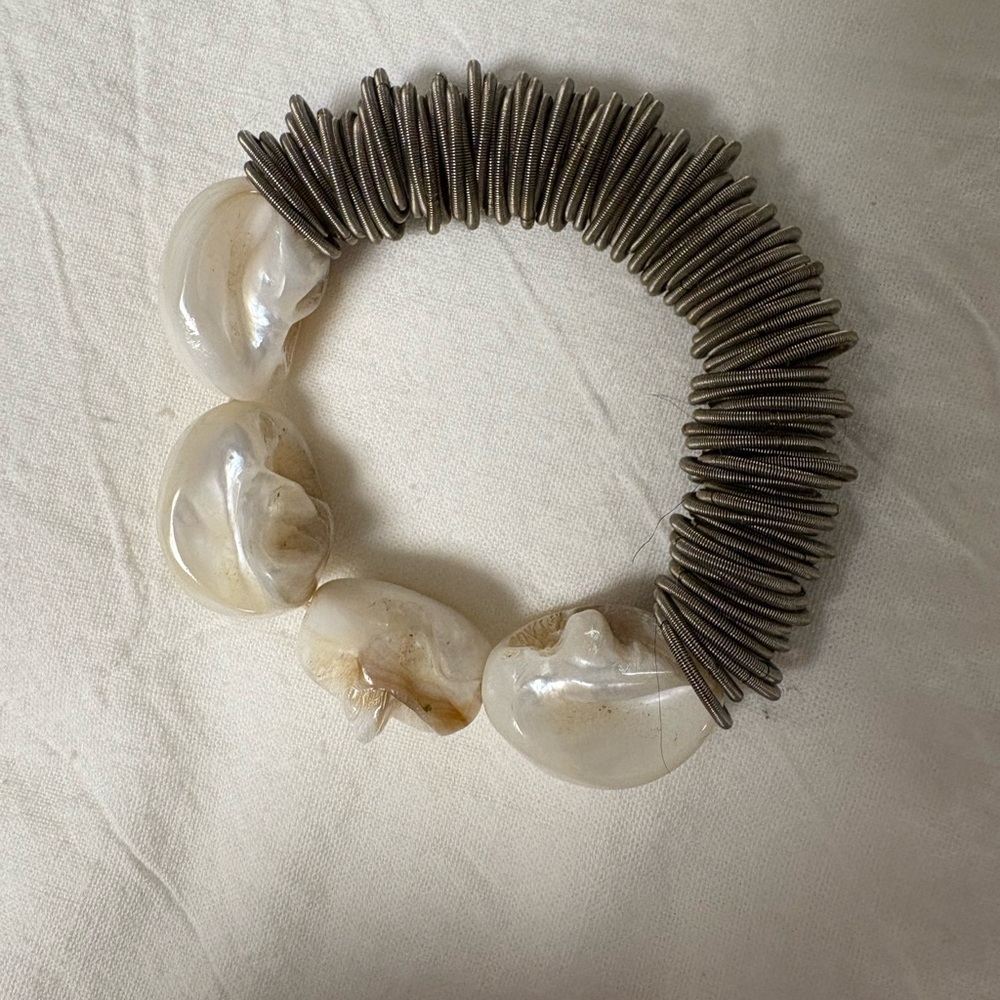 Cream and Tan Spiky Bracelet Jewelry